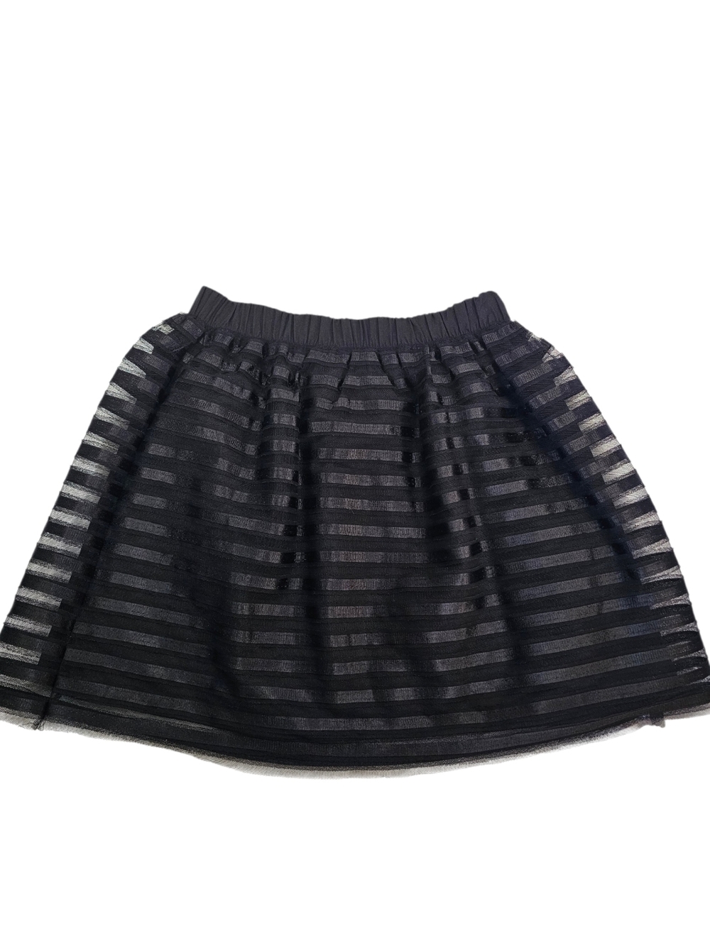 Necssary Objects Black Striped Sheer A-Line Mini Skirt